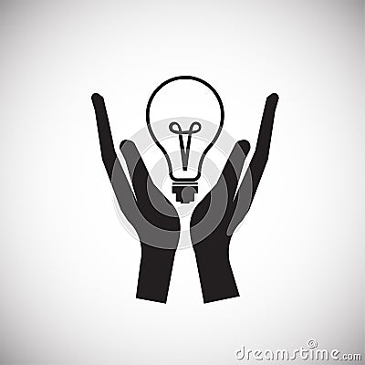 Energy saving hands bulb on white background Vector Illustration