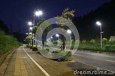 The energy saving streetlights made by LED Stock Photo