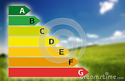 Energy savings chart with landscape Stock Photo