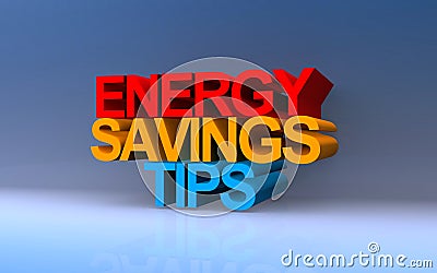 energy savings tips on blue Stock Photo