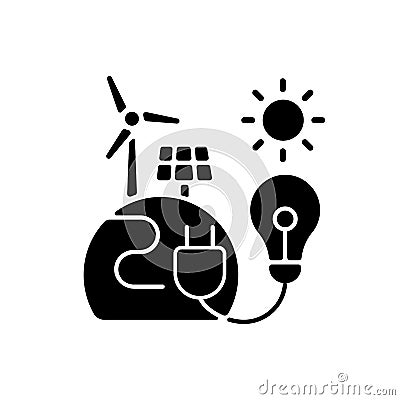 Energy sector black glyph icon Vector Illustration