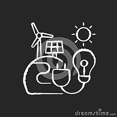 Energy sector chalk white icon on black background Vector Illustration