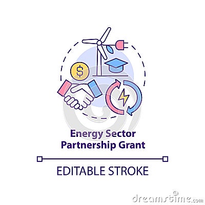 Energy sector partnership grant concept icon Vector Illustration