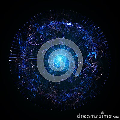 Energy Sphere With Glowing Core. Concept For Antigravity, Magnetic Field, Nuclear Fusion Stock Photo