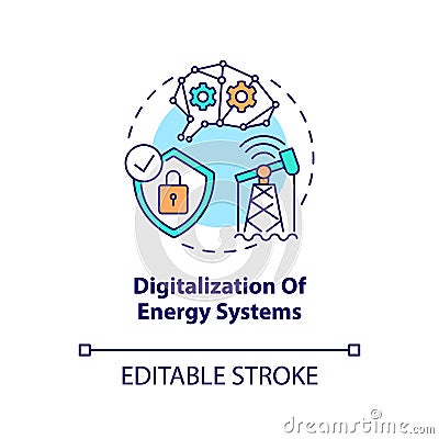 Energy systems digitalization concept icon Vector Illustration