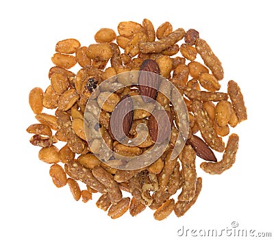 Energy trail mix blend on a white background Stock Photo