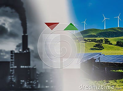 energy transition from fossil fuel to green energy Stock Photo