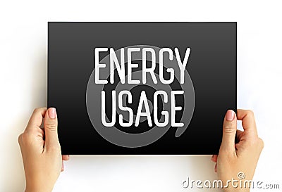 Energy Usage text on card, concept background Stock Photo