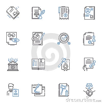 Enforceable line icons collection. Legal, Binding, Mandatory, Authoritative, Compliant, Admissible, Obligatory vector Vector Illustration