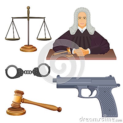 Enforcement agencies conceptual vector illustration of judge in robes Vector Illustration