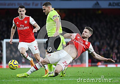 Granit Xhaka, Shkodran Mustafi and Billy Sharp Editorial Stock Photo