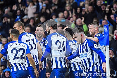 Pascal Gross of Brighton and Hove Albion celebrates goal Editorial Stock Photo