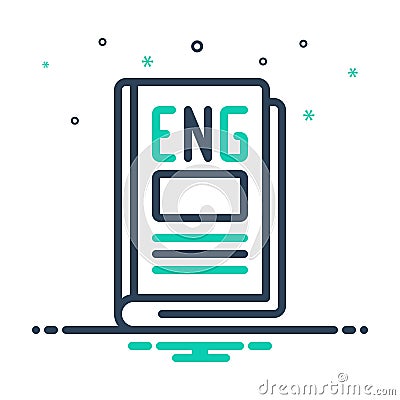 Mix icon for Eng, education and diary Vector Illustration