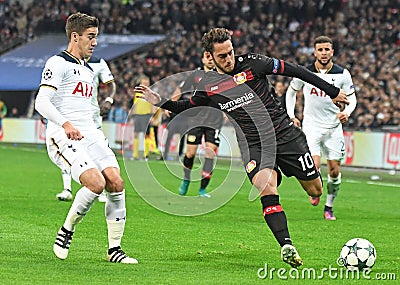 Harry Winks and Hakan Calhanoglu Editorial Stock Photo