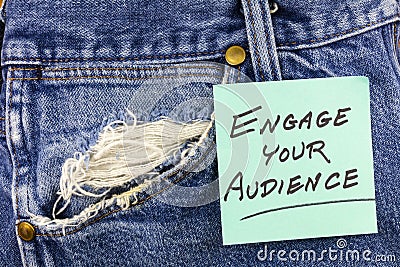 Engage audience marketing advertising strategy personal contact denim jeans Cartoon Illustration