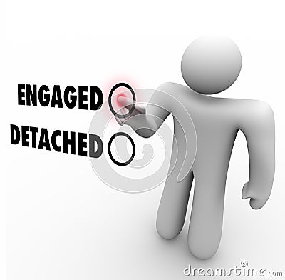 Engaged Vs Detached Person Choosing Interaction Attitude Stock Photo