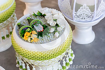 Engagement bowl for Thai engagement ceremony. bride price set, Stock Photo