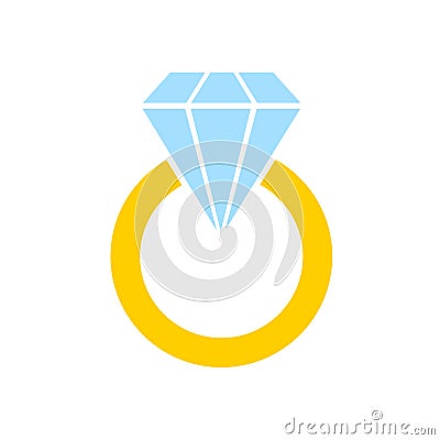 Engagement gold ring with a diamond. Decoration for greeting car Vector Illustration