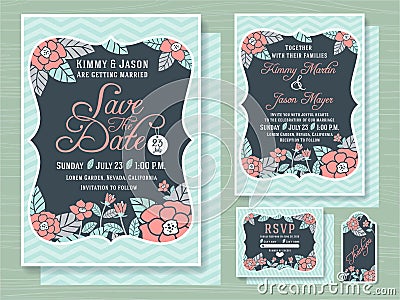 Engagement invitation template with topical flower Vector Illustration