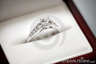 Engagement Ring in Box Stock Photo