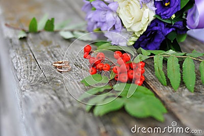 Engagement rings and rowan Stock Photo