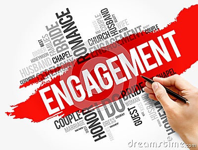 Engagement word cloud collage, concept background Stock Photo