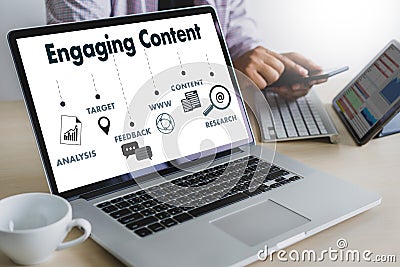 Engaging CONTENT marketing Data Blogging Media Publication Info Stock Photo