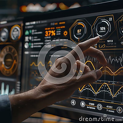Engaging with Data: Touchscreen Interaction with Visual Statistics Stock Photo