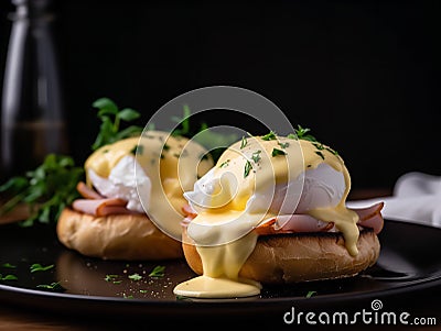 The Engaging Elegance of Egg Benedict Stock Photo