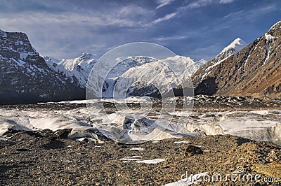 Engilchek glacier in Kyrgyzstan Stock Photo