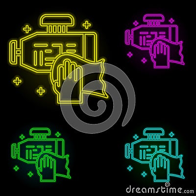 Engine carwash neon color set icon. Simple thin line, outline of car wash icons for ui and ux, website or mobile Stock Photo