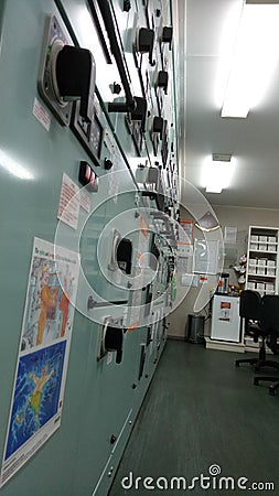 Engine control room Argentina parana river transit san lorenzo Editorial Stock Photo