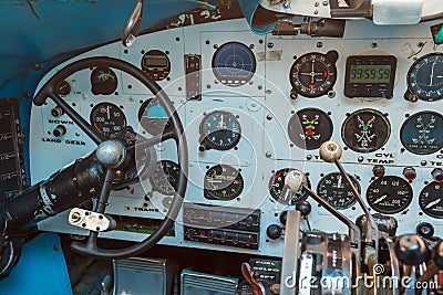 Engine Controls and other devices in the cockpit Editorial Stock Photo