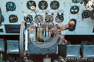 Engine Controls and other devices in the cockpit Stock Photo