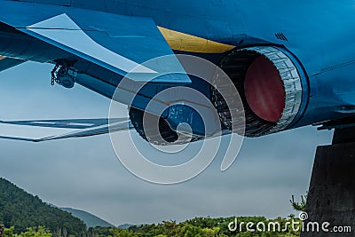 Engine exhaust of military jet engine Editorial Stock Photo