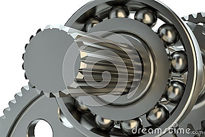 Engine gears wheels, closeup view Cartoon Illustration