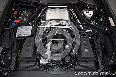 Engine of 2017 Mercedes-AMG GT C Coupe Editorial Stock Photo