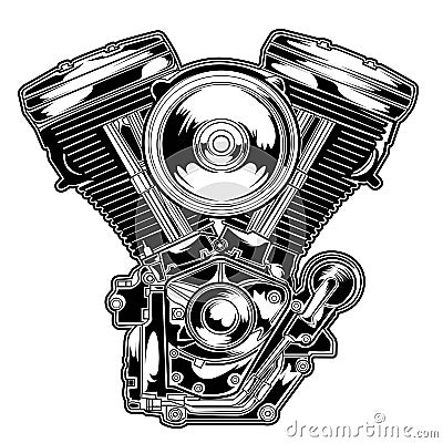 Engine motorbike vector illustration t-shirt silk screen motor speed american bike choppervector design illustration Vector Illustration