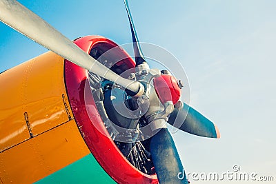 Engine of an old airplane Stock Photo