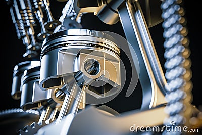 Engine pistons. Crankshaft mechanism. 3d render Stock Photo