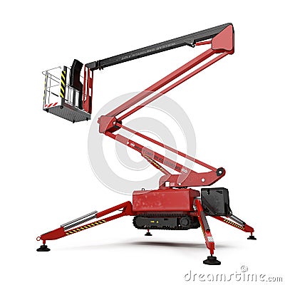 Engine Powered Scissor Lift on white. 3D illustration Cartoon Illustration