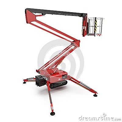 Engine Powered Scissor Lift on white. 3D illustration Cartoon Illustration