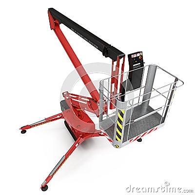 Engine Powered Scissor Lift on white. 3D illustration Cartoon Illustration