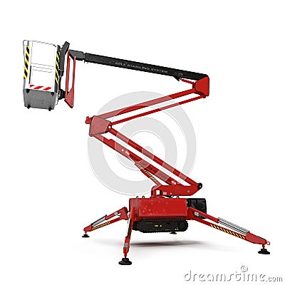 Engine Powered Scissor Lift on white. 3D illustration Cartoon Illustration