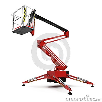 Engine Powered Scissor Lift on white. 3D illustration Cartoon Illustration