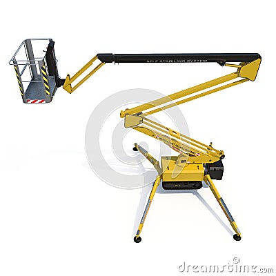 Engine Powered Scissor Lift on white. 3D illustration, clipping path Cartoon Illustration