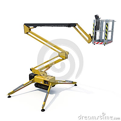 Engine Powered Scissor Lift on white. 3D illustration, clipping path Cartoon Illustration