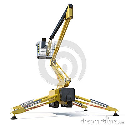 Engine Powered Scissor Lift on white. 3D illustration, clipping path Cartoon Illustration