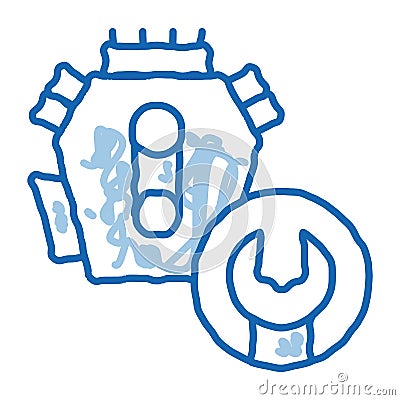 Engine Repair doodle icon hand drawn illustration Vector Illustration