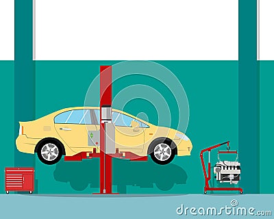 Engine repair Vector Illustration